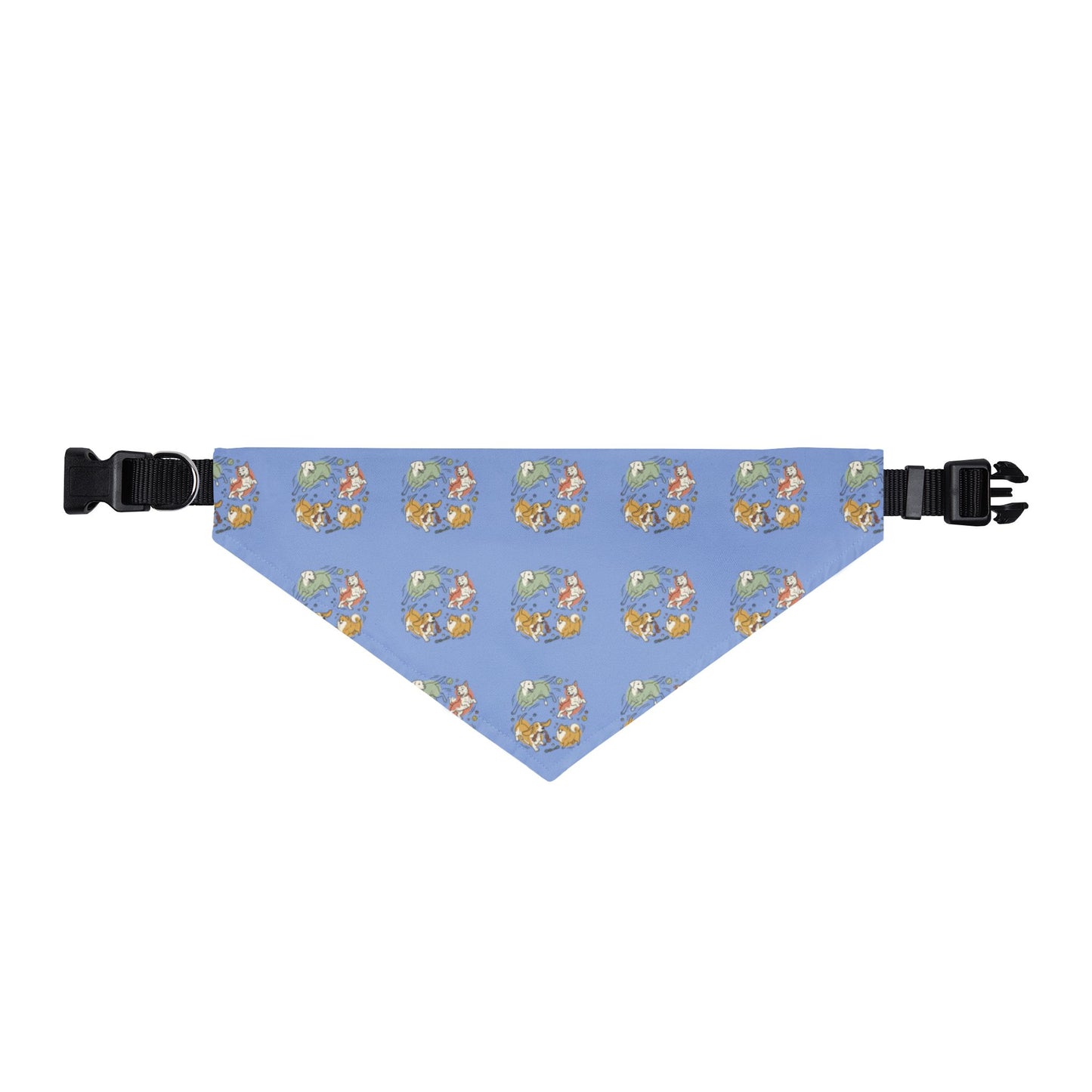 Clip-On Pet Bandana — Blue Floral Pattern Dog Collar Accessory