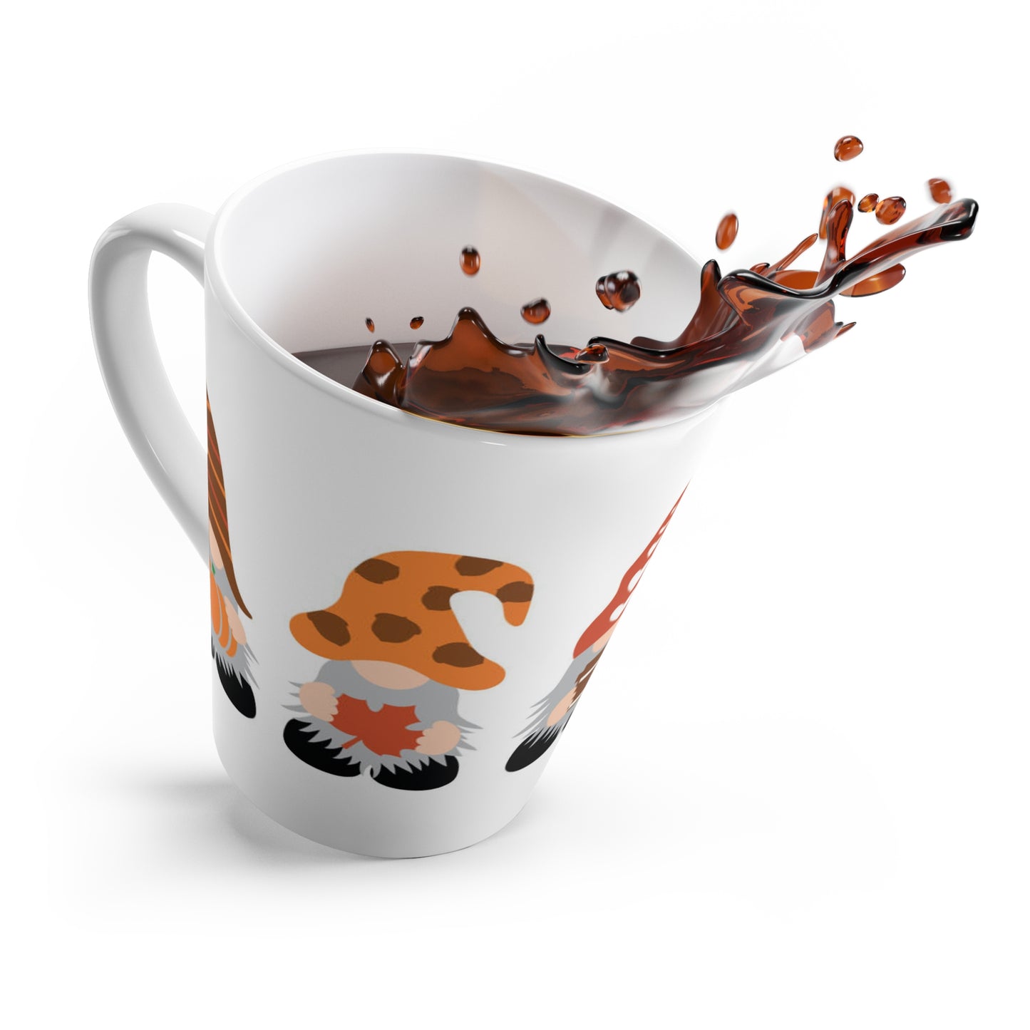 Autumn Gnome Latte Mug – Cute Fall Gnome Coffee Cup with Pumpkin, Leaf & Cozy Coffee Design