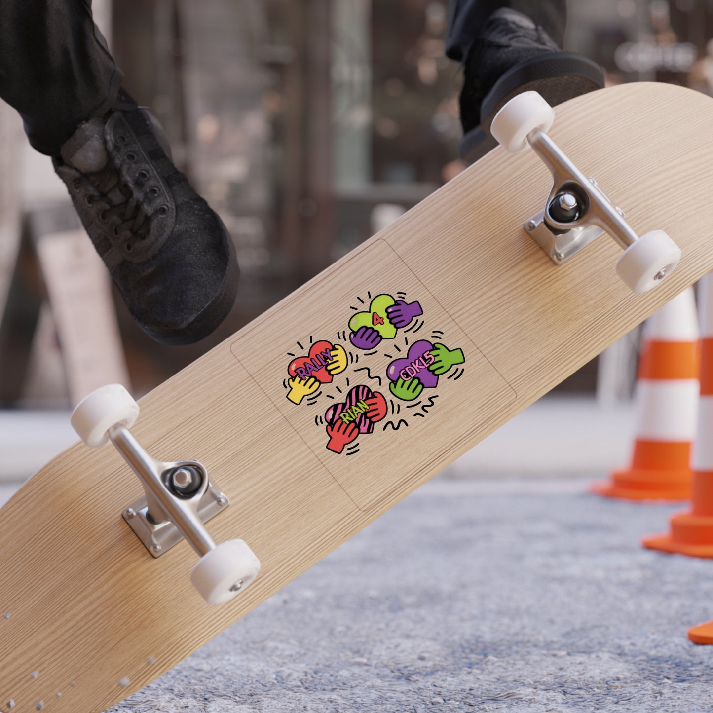 Colorful Heart Hands Die-Cut Sticker — Outdoor Transparent Vinyl