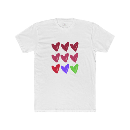 Colorful Heart Graphic Unisex Cotton Crew Tee - Love & Friendship