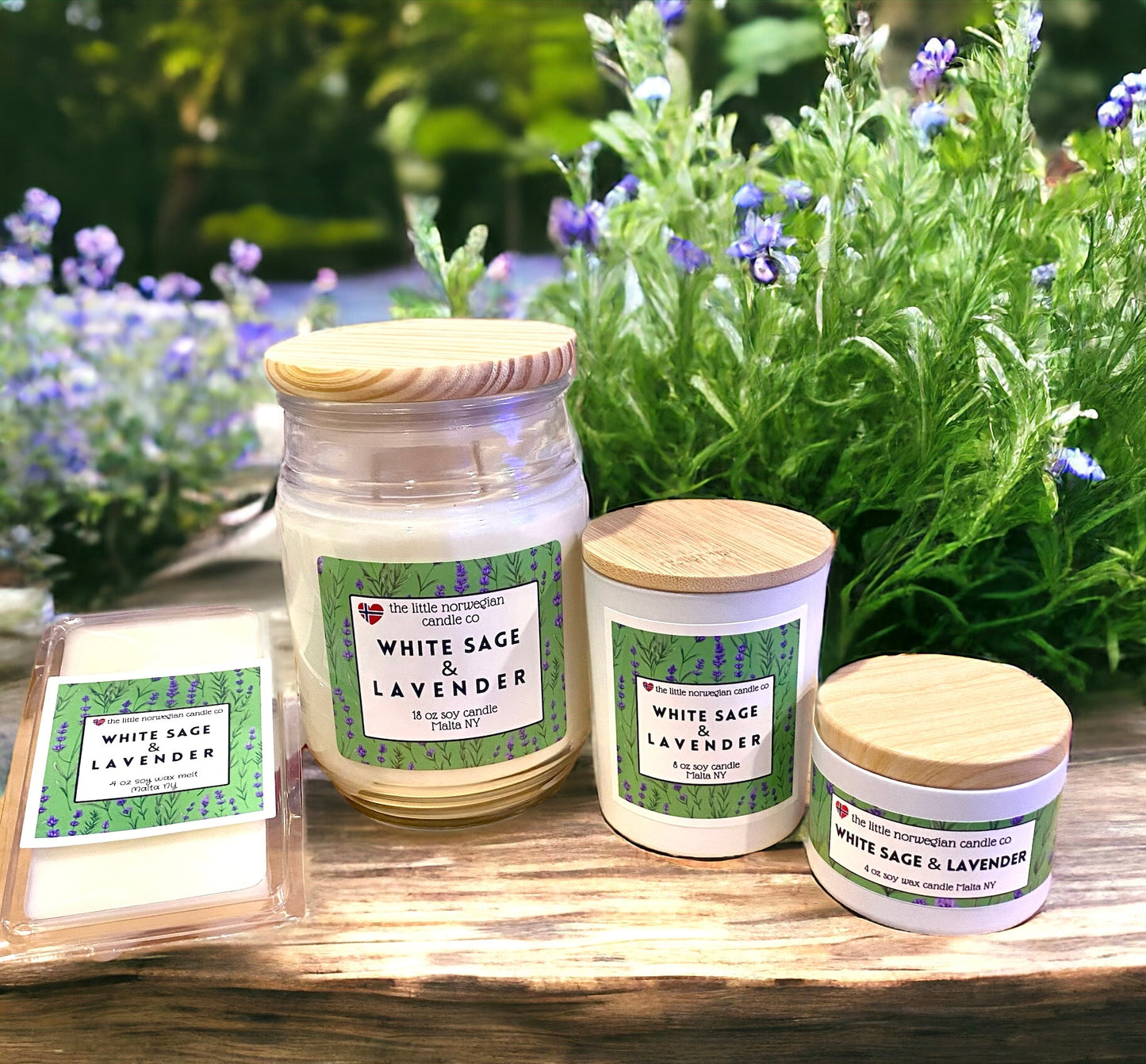 White Sage and Lavender scented soy candle