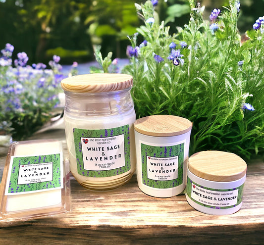 White Sage and Lavender scented soy candle