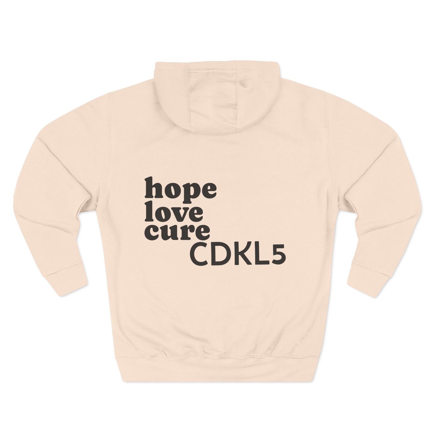 CDKL5 Awareness Hoodie — Hope Love Cure Three-Heart Design