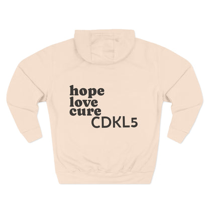 CDKL5 Awareness Hoodie — Hope Love Cure Three-Heart Design
