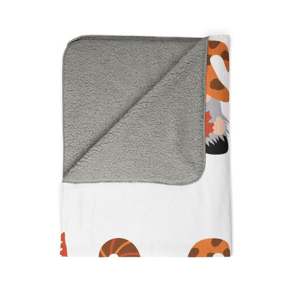Autumn Gnome Sherpa Blanket — Cozy Fall Gnome Pattern Fleece Throw