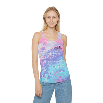 Tie-Dye Racerback Tank Top — Little Norwegian Design with Heart Flag
