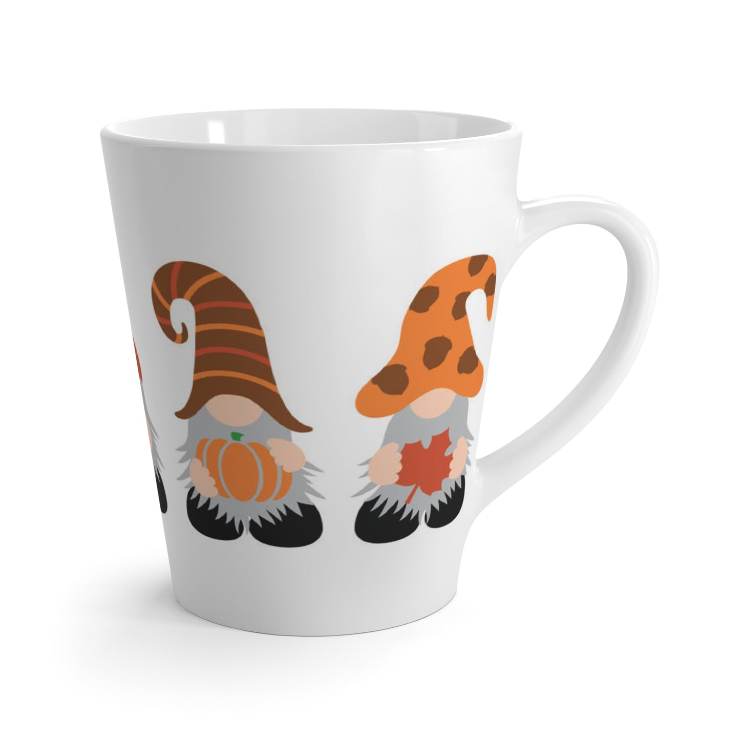 Autumn Gnome Latte Mug – Cute Fall Gnome Coffee Cup with Pumpkin, Leaf & Cozy Coffee Design