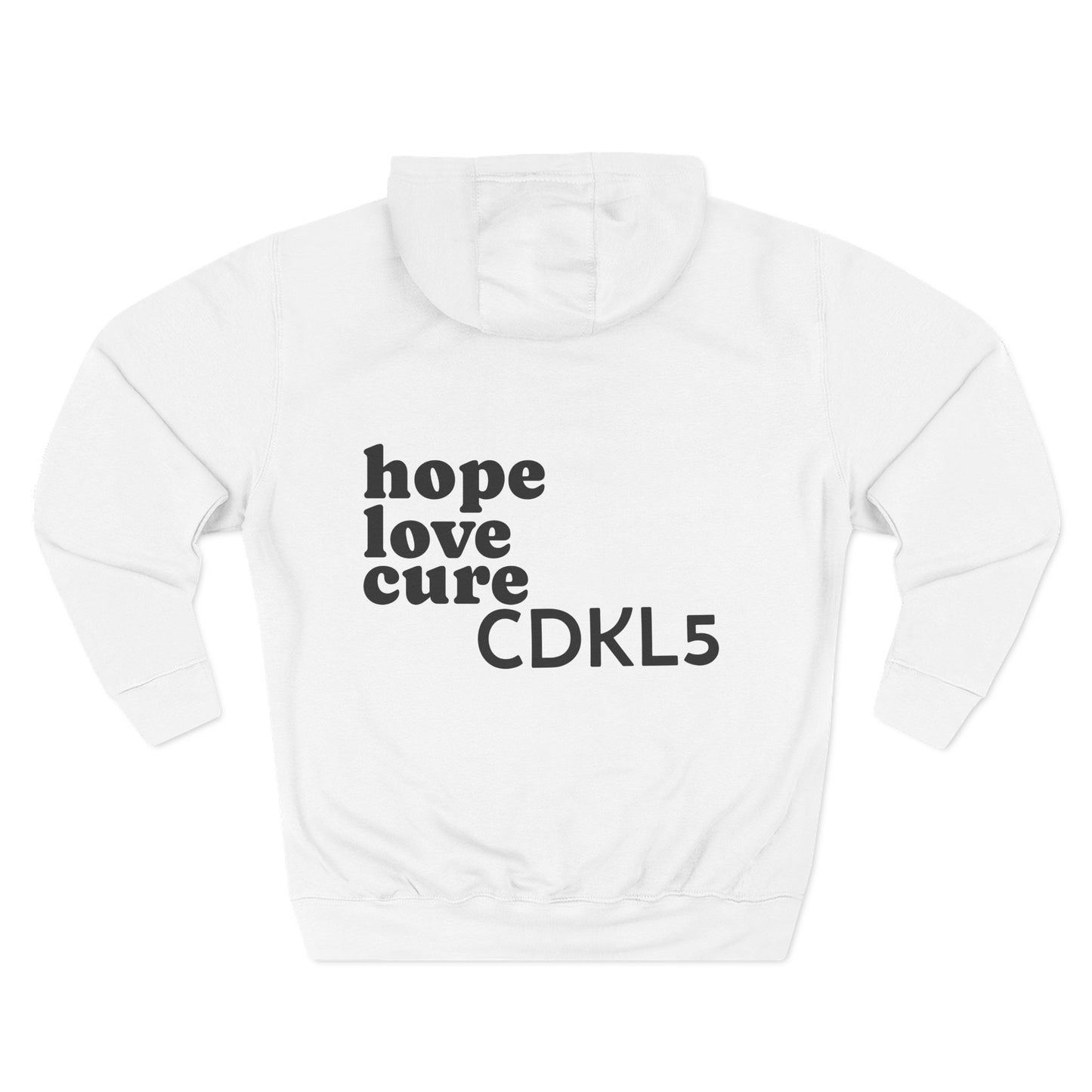 CDKL5 Awareness Hoodie — Hope Love Cure Three-Heart Design
