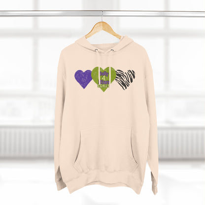 CDKL5 Awareness Hoodie — Hope Love Cure Three-Heart Design