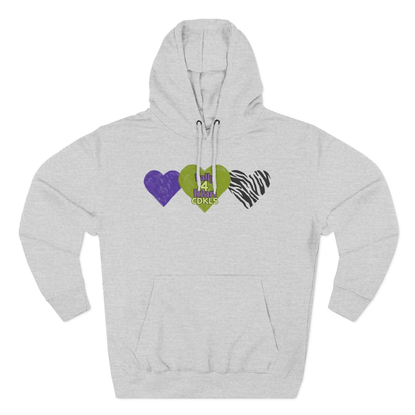 CDKL5 Awareness Hoodie — Hope Love Cure Three-Heart Design