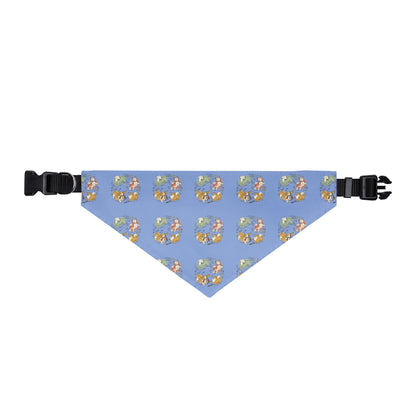 Clip-On Pet Bandana — Blue Floral Pattern Dog Collar Accessory
