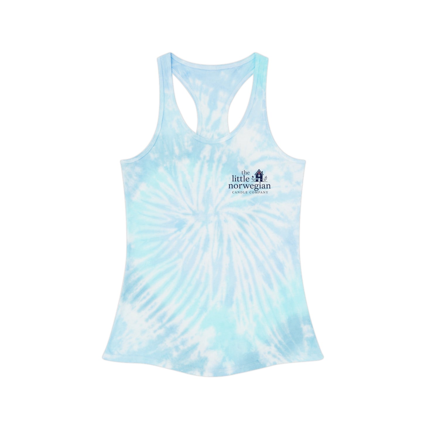 Tie-Dye Racerback Tank Top — Little Norwegian Design with Heart Flag