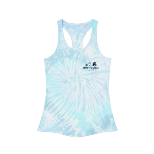 Tie-Dye Racerback Tank Top — Little Norwegian Design with Heart Flag
