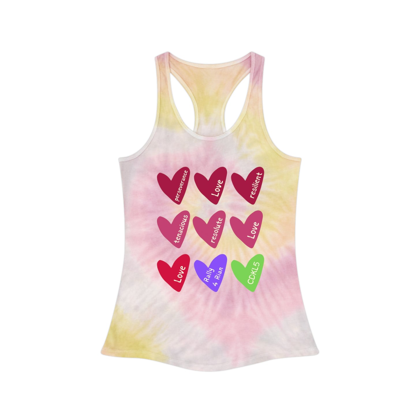 Tie Dye Love Hearts Racerback Tank Top - Perfect for Summer, Festivals, Everyday Wear, Workout, Valentine's Day