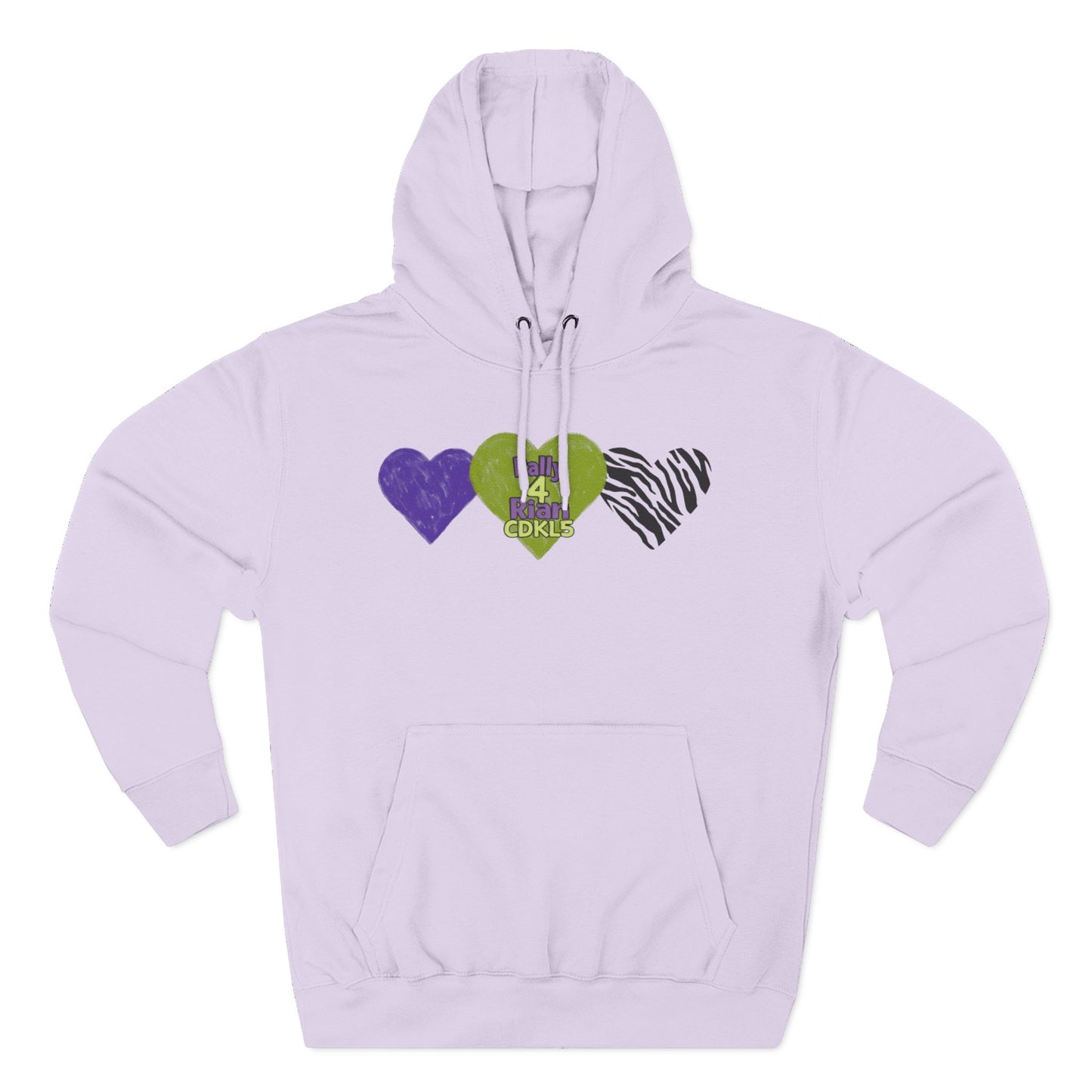 CDKL5 Awareness Hoodie — Hope Love Cure Three-Heart Design