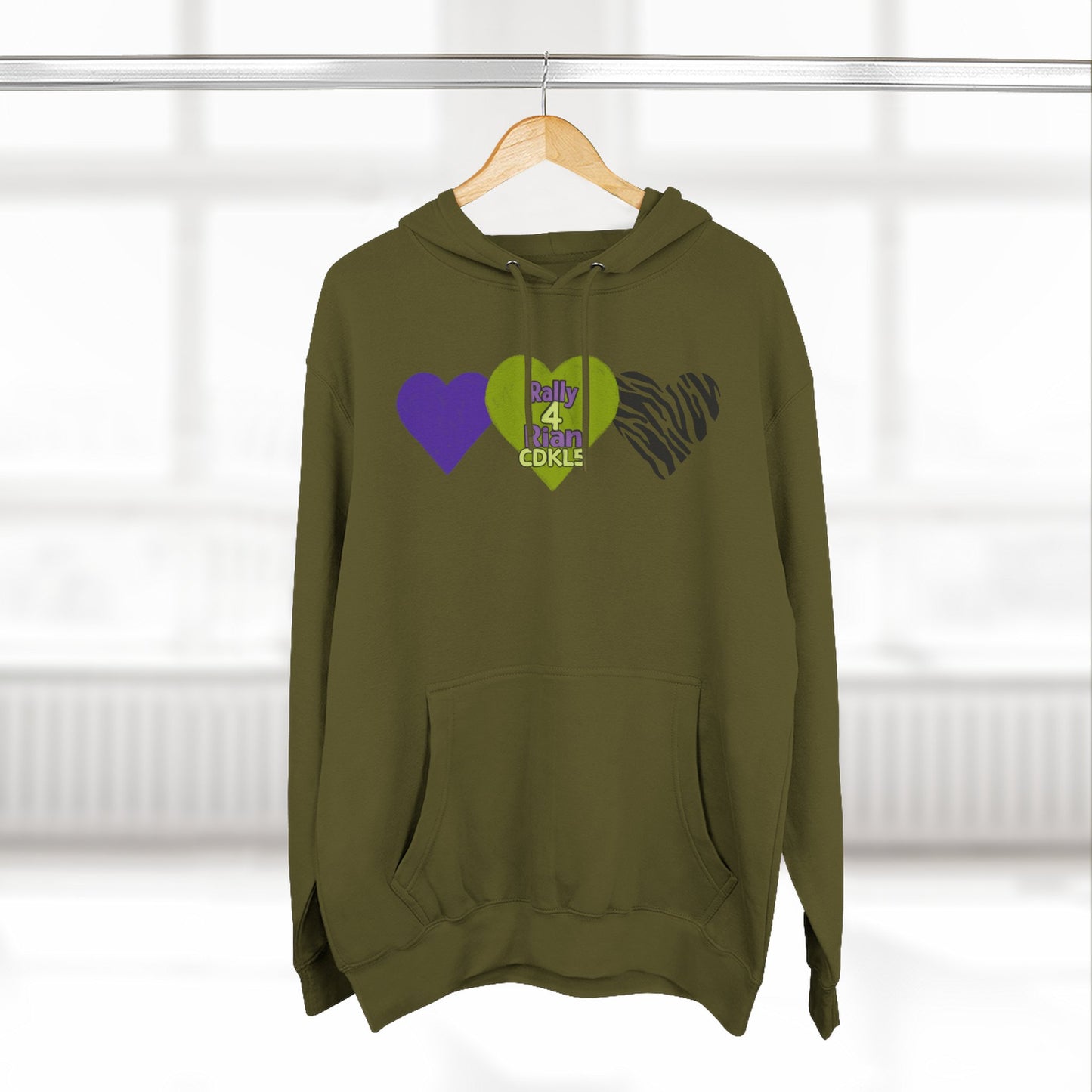 CDKL5 Awareness Hoodie — Hope Love Cure Three-Heart Design