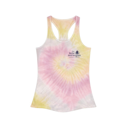 Tie-Dye Racerback Tank Top — Little Norwegian Design with Heart Flag