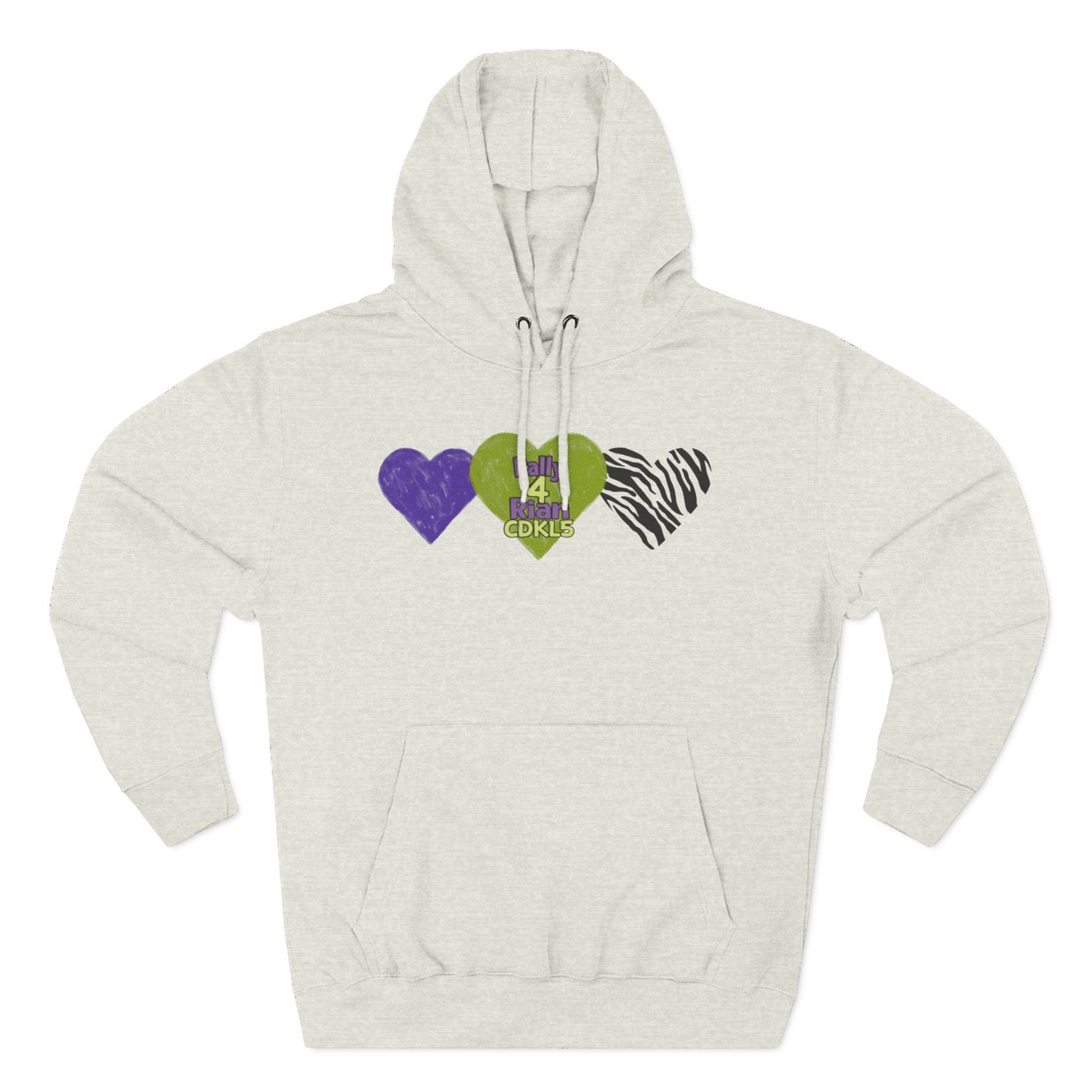 CDKL5 Awareness Hoodie — Hope Love Cure Three-Heart Design