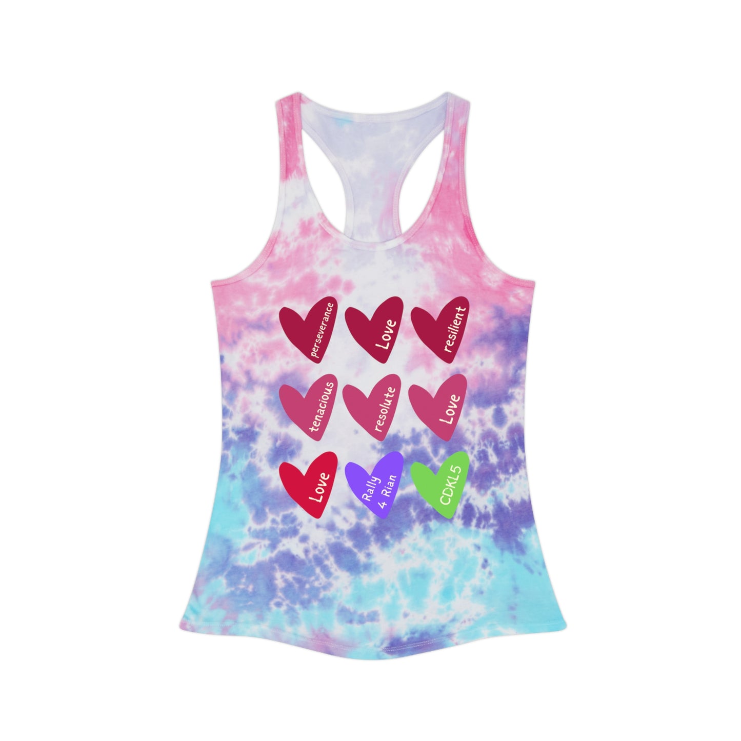 Tie Dye Love Hearts Racerback Tank Top - Perfect for Summer, Festivals, Everyday Wear, Workout, Valentine's Day