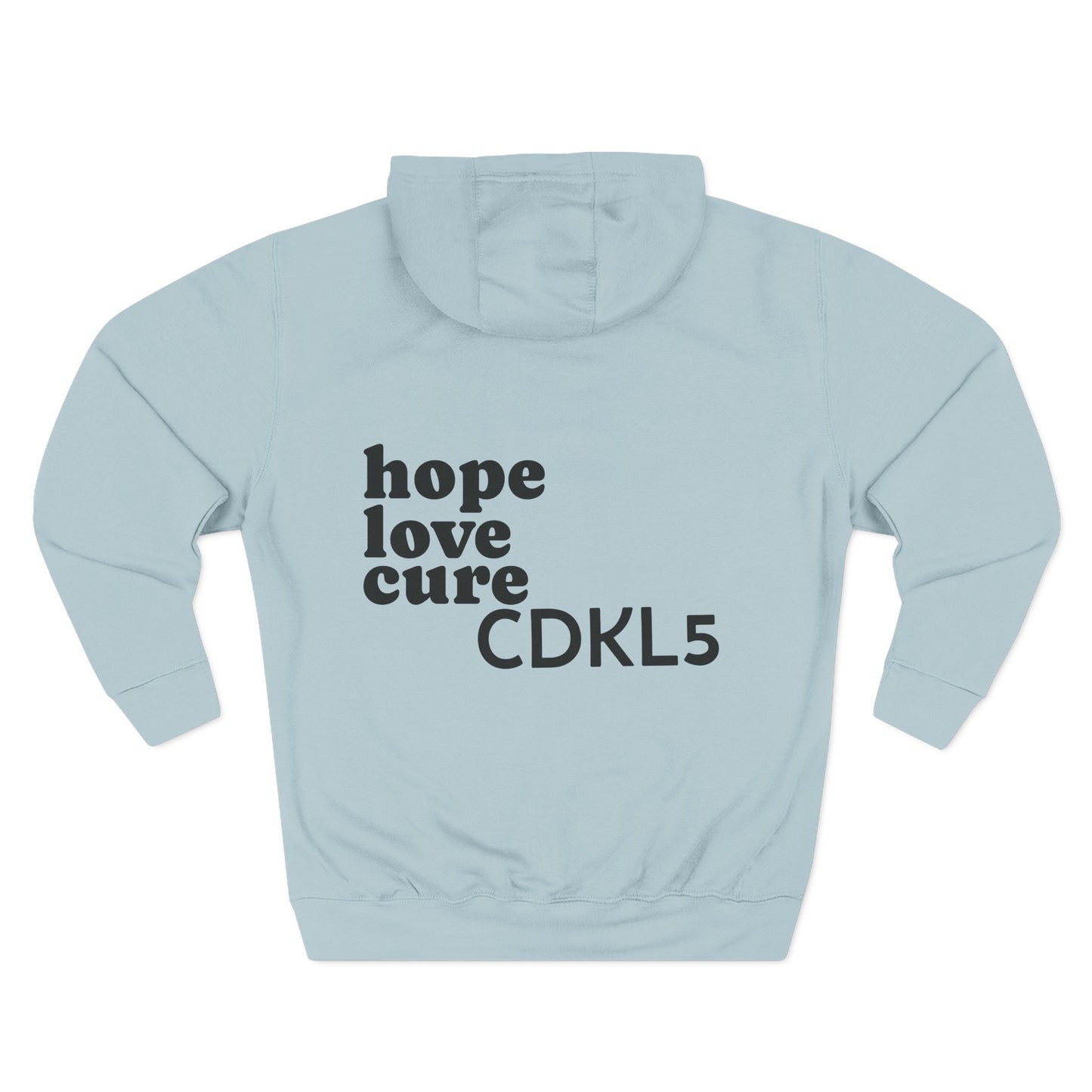 CDKL5 Awareness Hoodie — Hope Love Cure Three-Heart Design