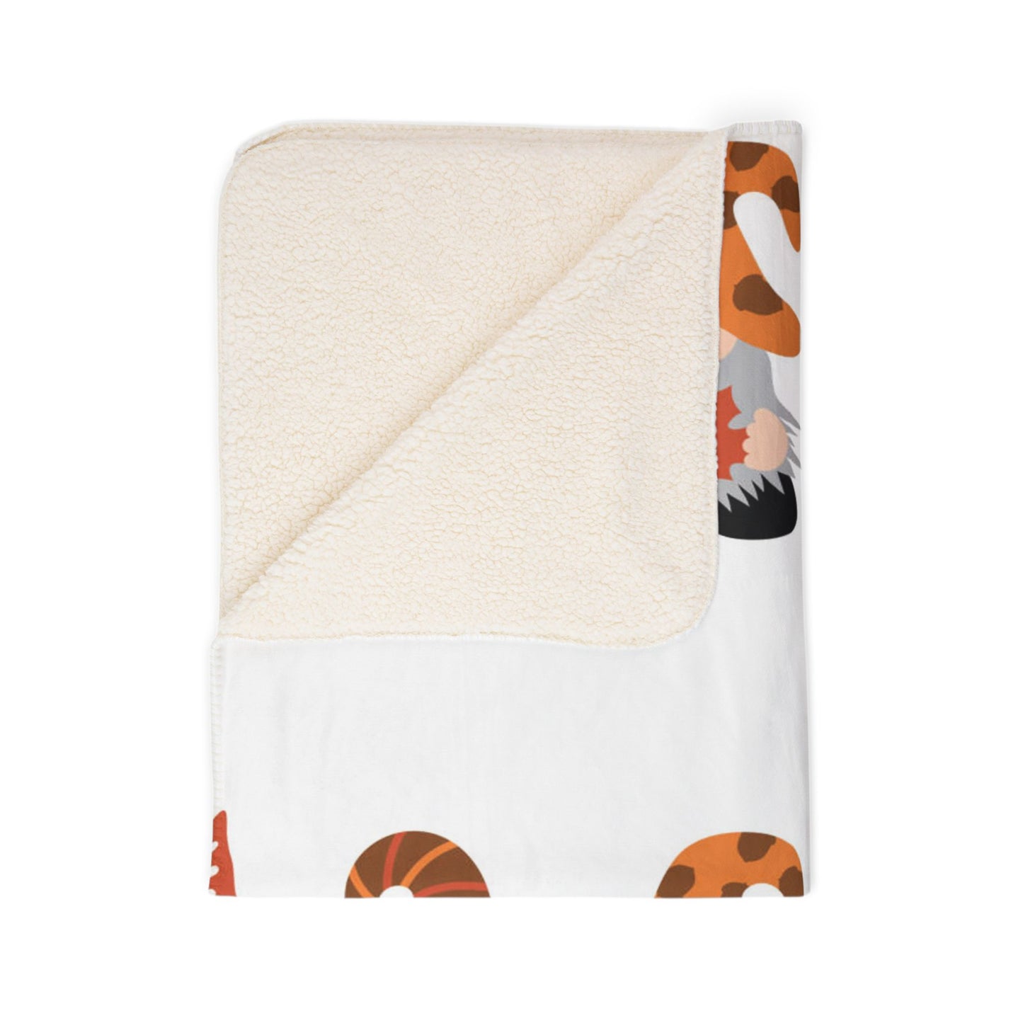 Autumn Gnome Sherpa Blanket — Cozy Fall Gnome Pattern Fleece Throw