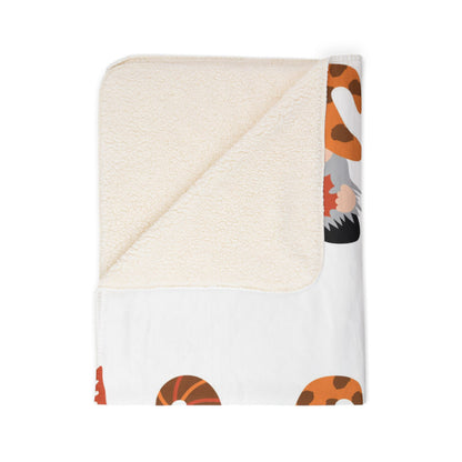 Autumn Gnome Sherpa Blanket — Cozy Fall Gnome Pattern Fleece Throw