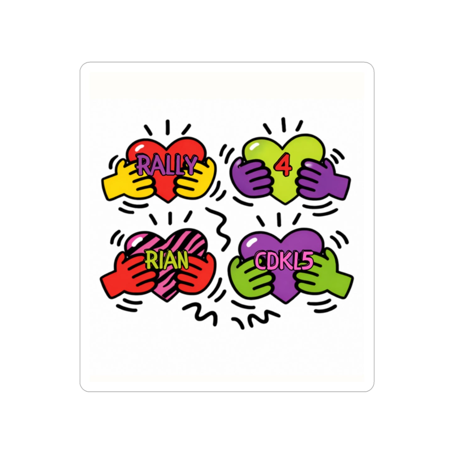 Colorful Heart Hands Die-Cut Sticker — Outdoor Transparent Vinyl