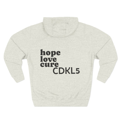 CDKL5 Awareness Hoodie — Hope Love Cure Three-Heart Design