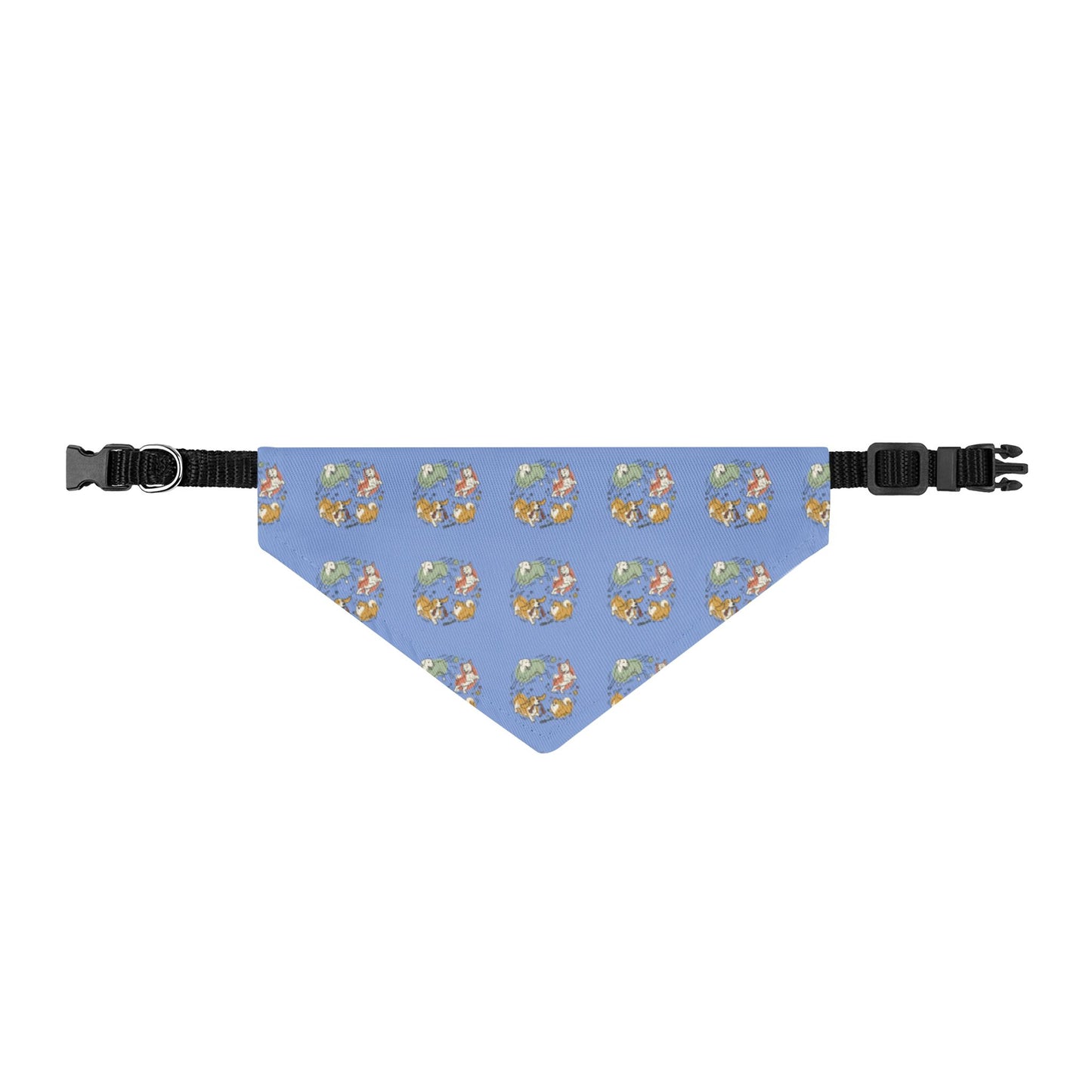 Clip-On Pet Bandana — Blue Floral Pattern Dog Collar Accessory