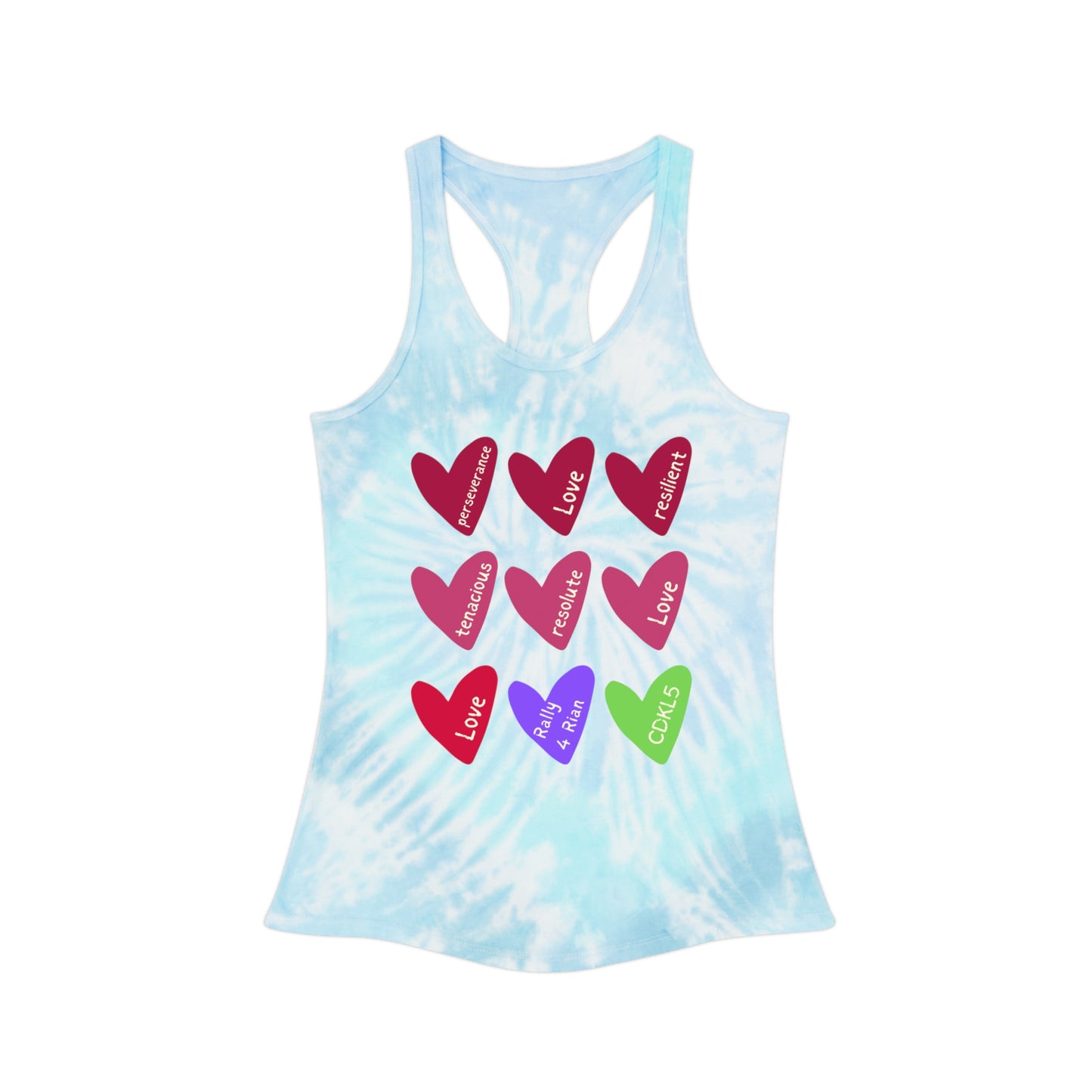 Tie Dye Love Hearts Racerback Tank Top - Perfect for Summer, Festivals, Everyday Wear, Workout, Valentine's Day