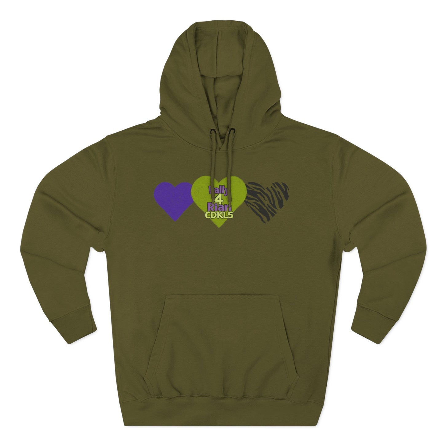 CDKL5 Awareness Hoodie — Hope Love Cure Three-Heart Design