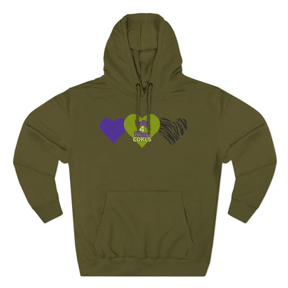 CDKL5 Awareness Hoodie — Hope Love Cure Three-Heart Design