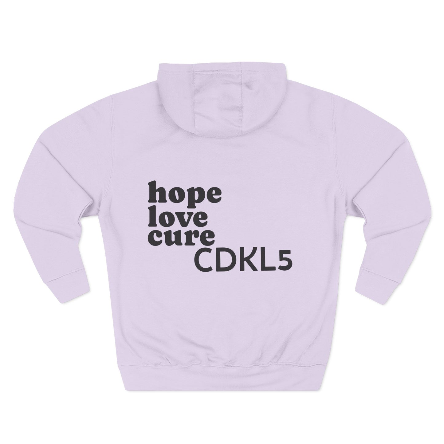 CDKL5 Awareness Hoodie — Hope Love Cure Three-Heart Design