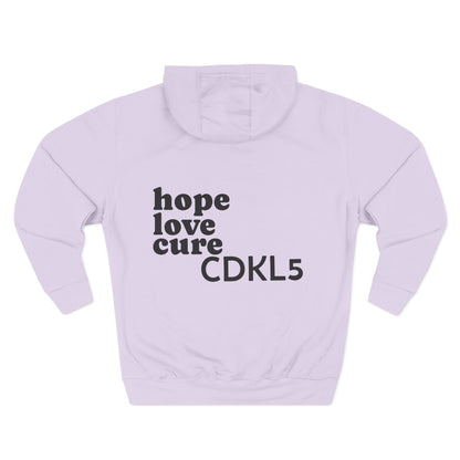 CDKL5 Awareness Hoodie — Hope Love Cure Three-Heart Design