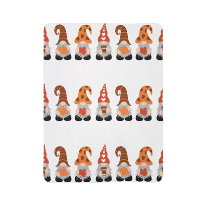 Autumn Gnome Sherpa Blanket — Cozy Fall Gnome Pattern Fleece Throw