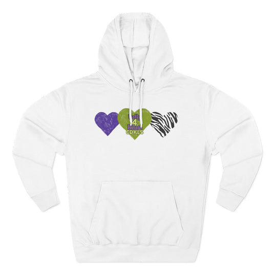 CDKL5 Awareness Hoodie — Hope Love Cure Three-Heart Design