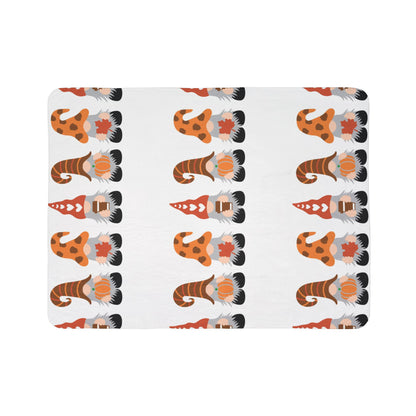 Autumn Gnome Sherpa Blanket — Cozy Fall Gnome Pattern Fleece Throw