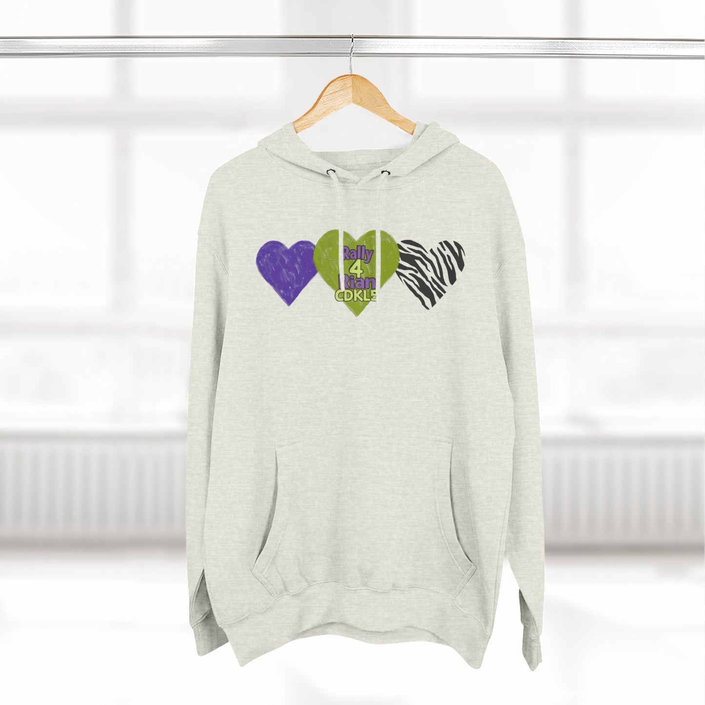 CDKL5 Awareness Hoodie — Hope Love Cure Three-Heart Design