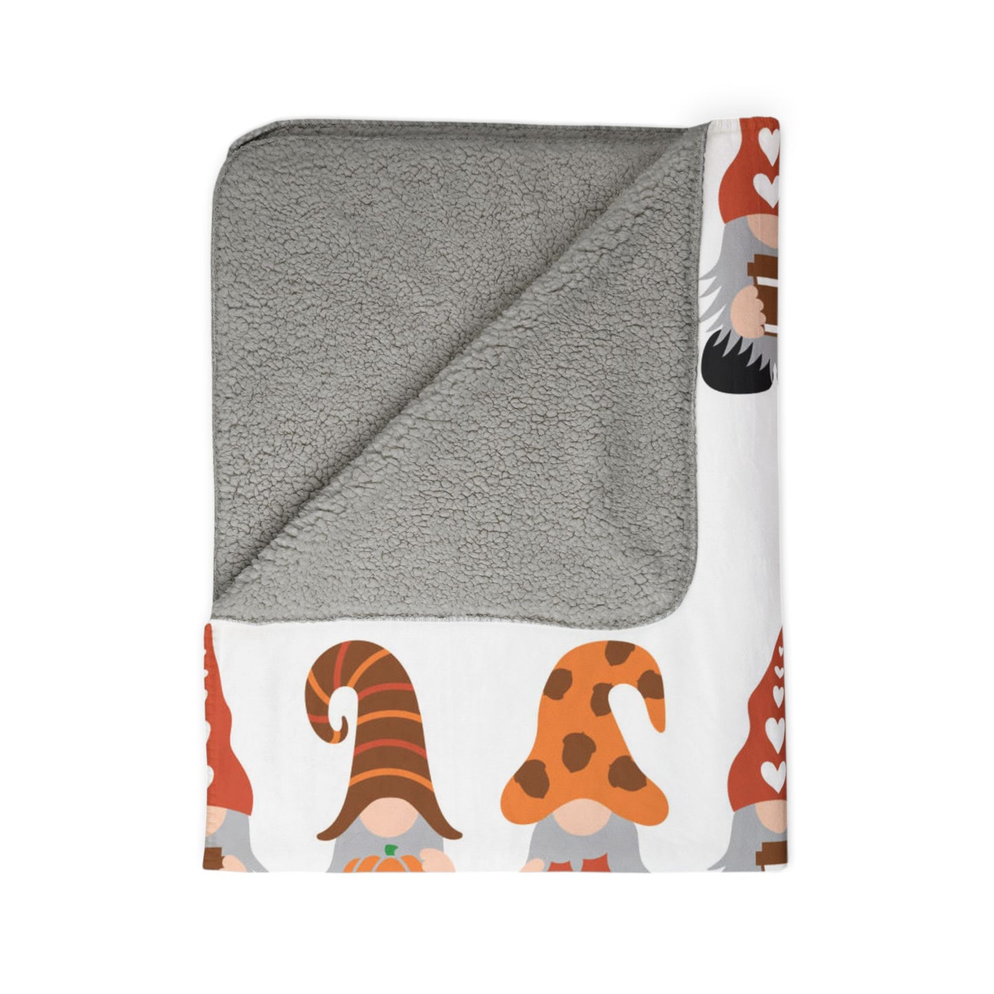 Autumn Gnome Sherpa Blanket — Cozy Fall Gnome Pattern Fleece Throw