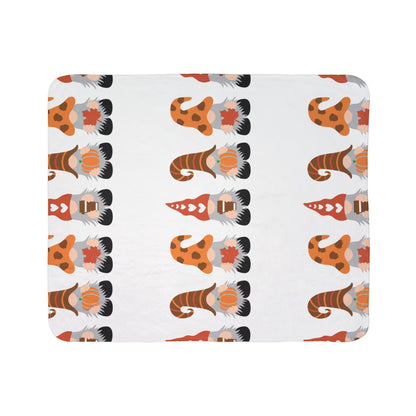 Autumn Gnome Sherpa Blanket — Cozy Fall Gnome Pattern Fleece Throw