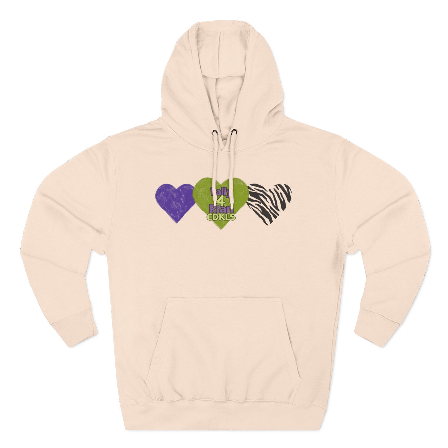 CDKL5 Awareness Hoodie — Hope Love Cure Three-Heart Design