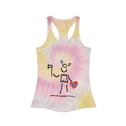 Tie-Dye Racerback Tank Top — Little Norwegian Design with Heart Flag