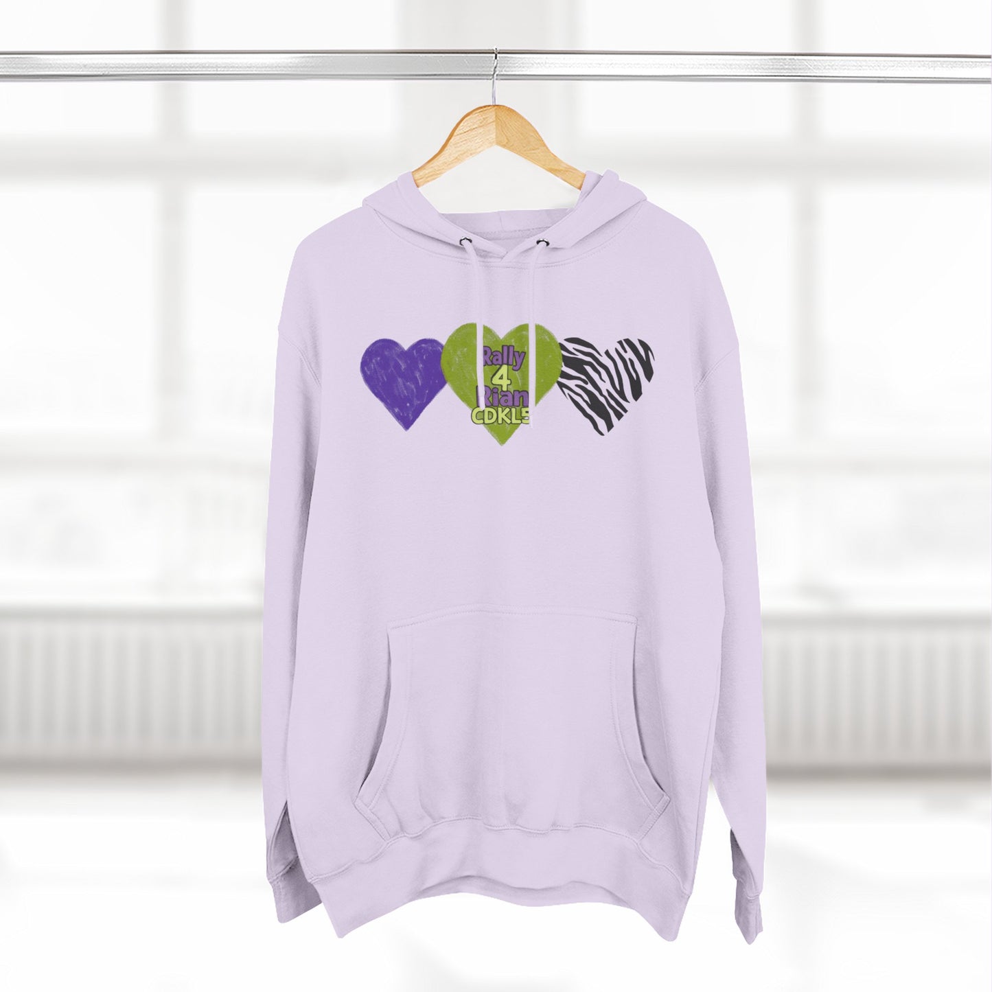CDKL5 Awareness Hoodie — Hope Love Cure Three-Heart Design