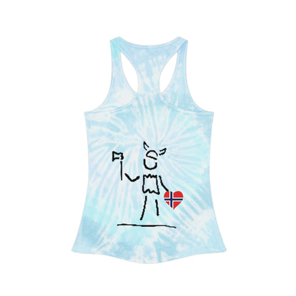 Tie-Dye Racerback Tank Top — Little Norwegian Design with Heart Flag