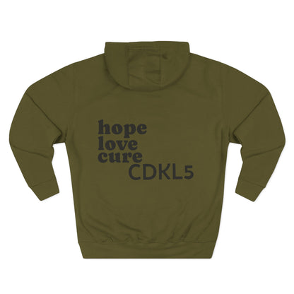 CDKL5 Awareness Hoodie — Hope Love Cure Three-Heart Design