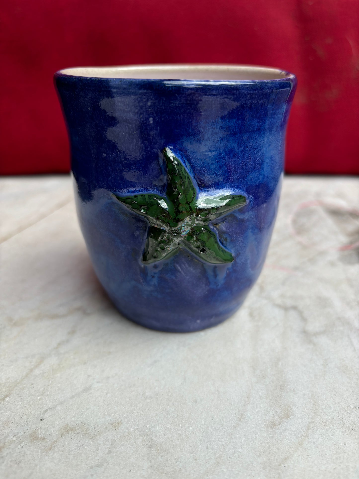 Starfish ceramic hand thrown soy wax cotton wick vessel