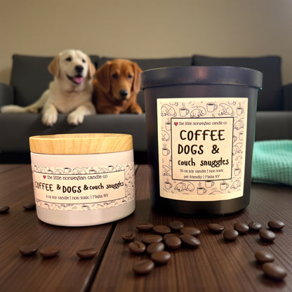 Coffee dogs & couch snuggles scented soy candle
