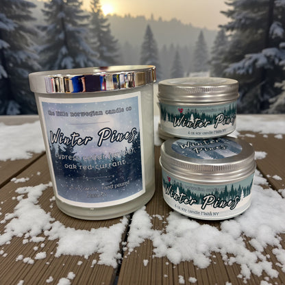 Winter Pines scented soy candle