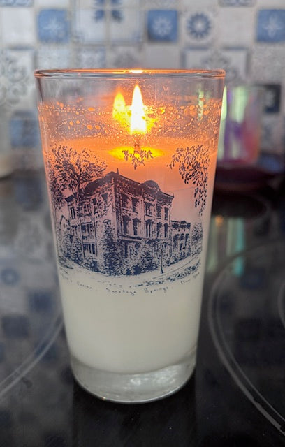 Repurposed Canfield Casino Highball glasses candles