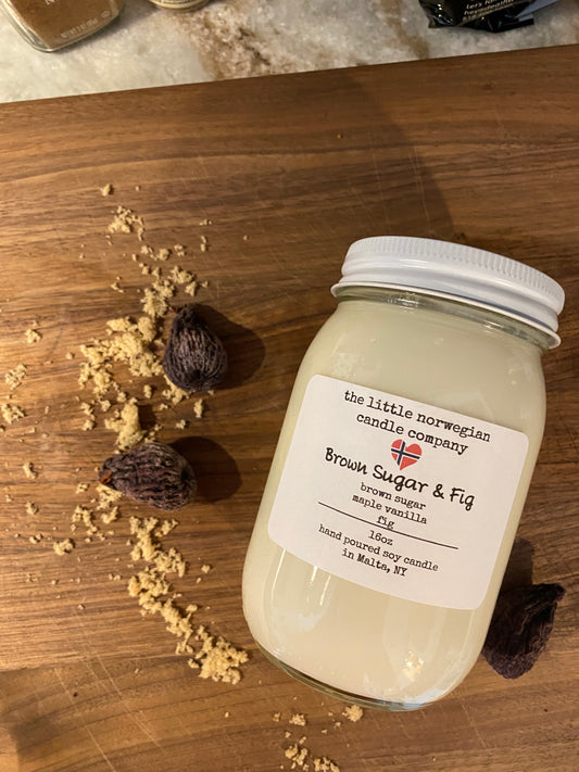 Brown sugar and fig scented soy candle